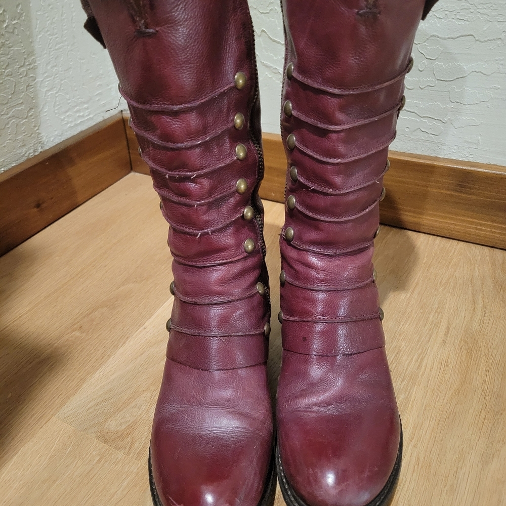 Rare A.S.98 Women's Burgundy Leather Mid Calf Boots 37 - Picture 4 of 7